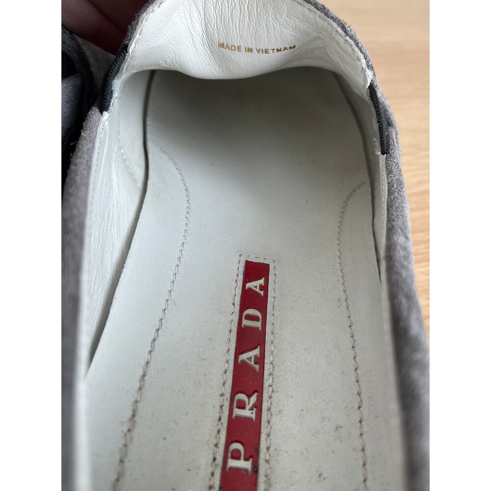 Prada Gray Suede Slip On Sneakers Womens 7 Leather Lined - Picture 12 of 15